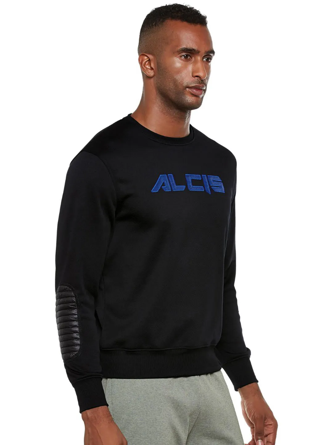 Alcis Mens Solid Black Sweat Shirt 113MSS143