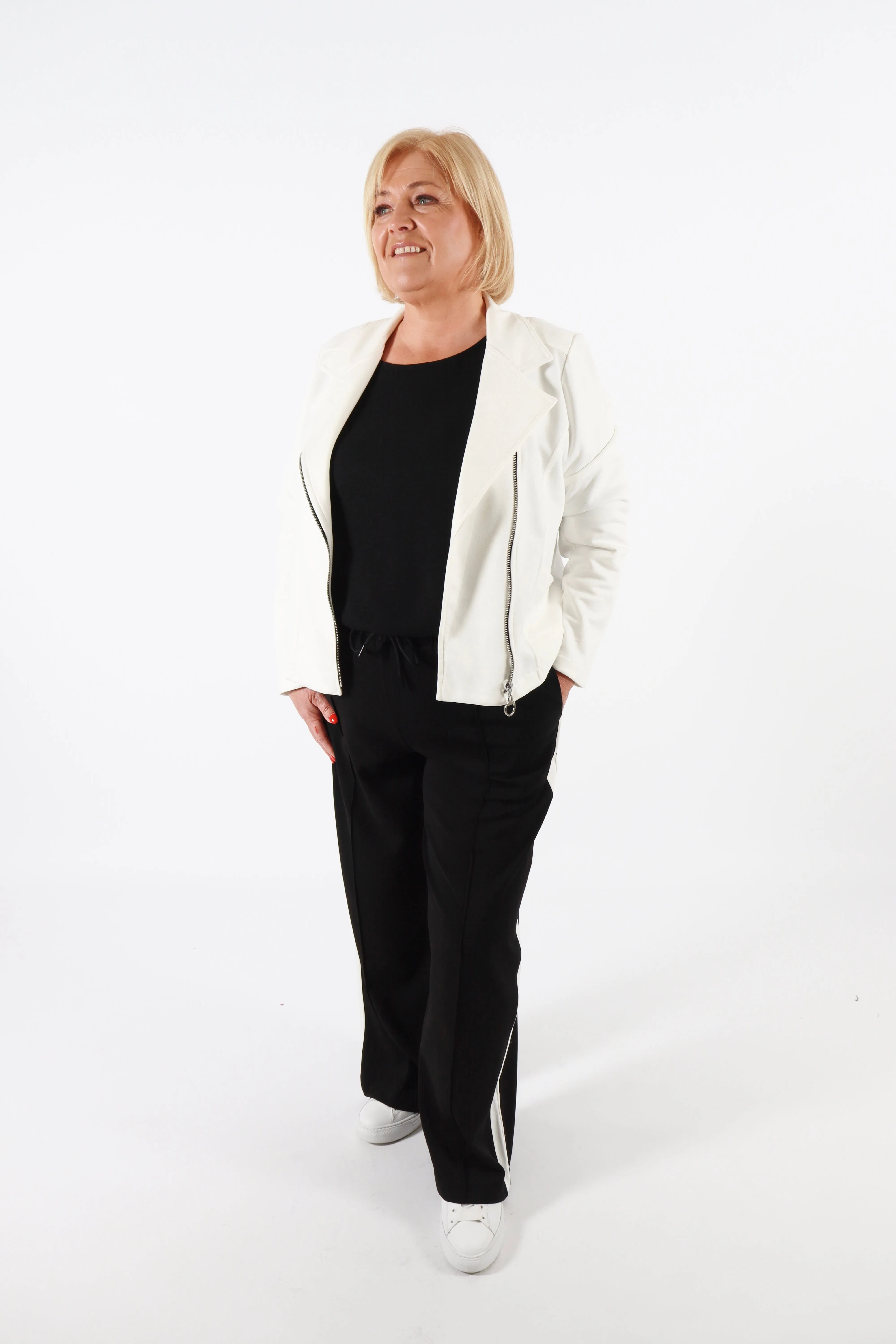 Amber Suede Biker Jacket in White