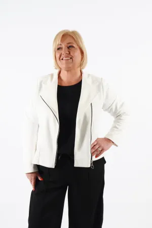 Amber Suede Biker Jacket in White