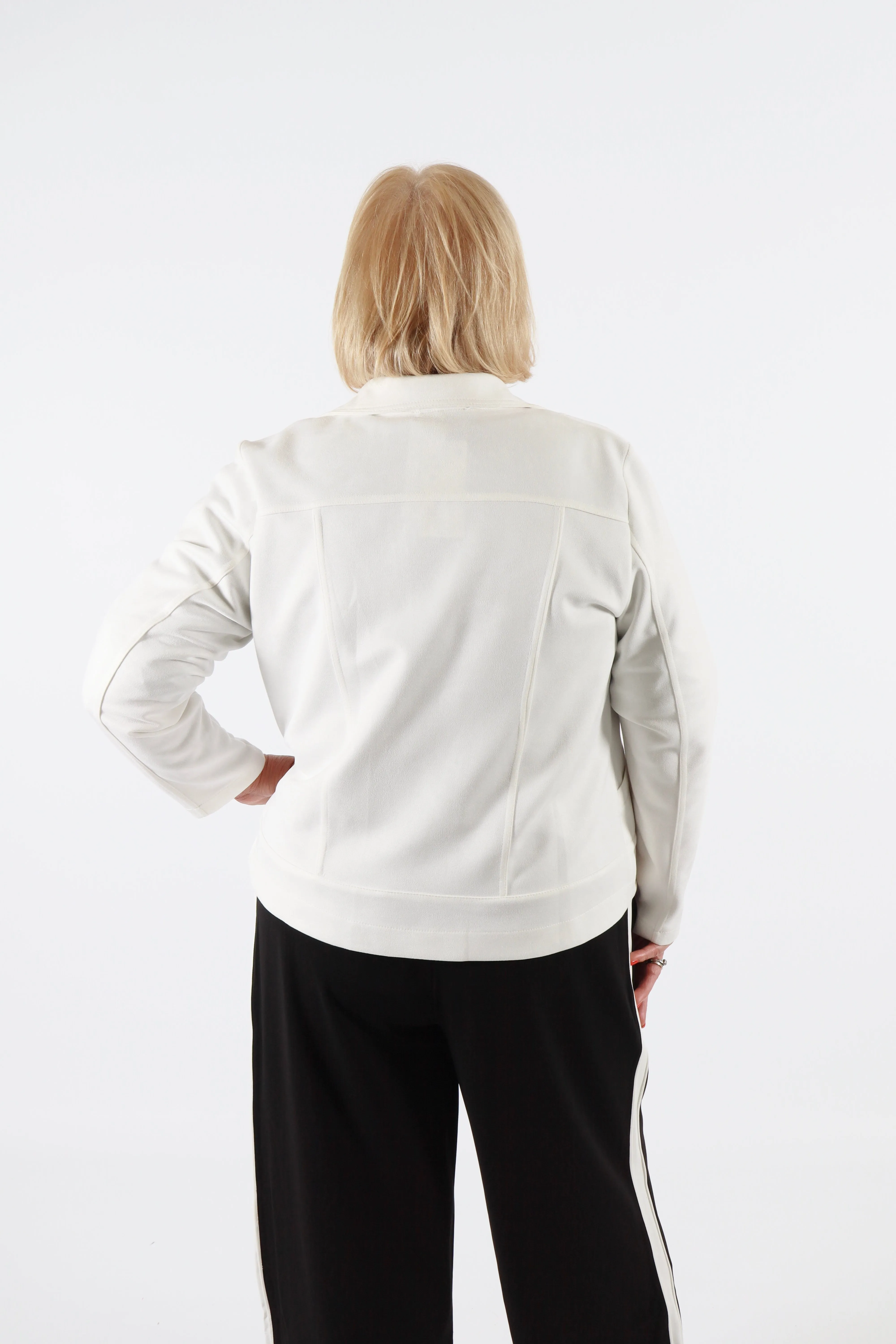Amber Suede Biker Jacket in White