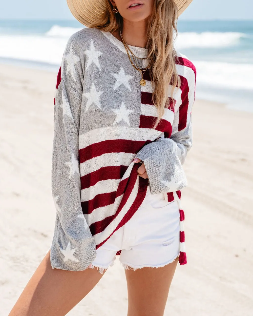 American Flag Pullover Sweater