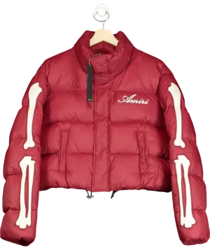 Amiri Deep Red Bones Cropped Down Jacket UK S