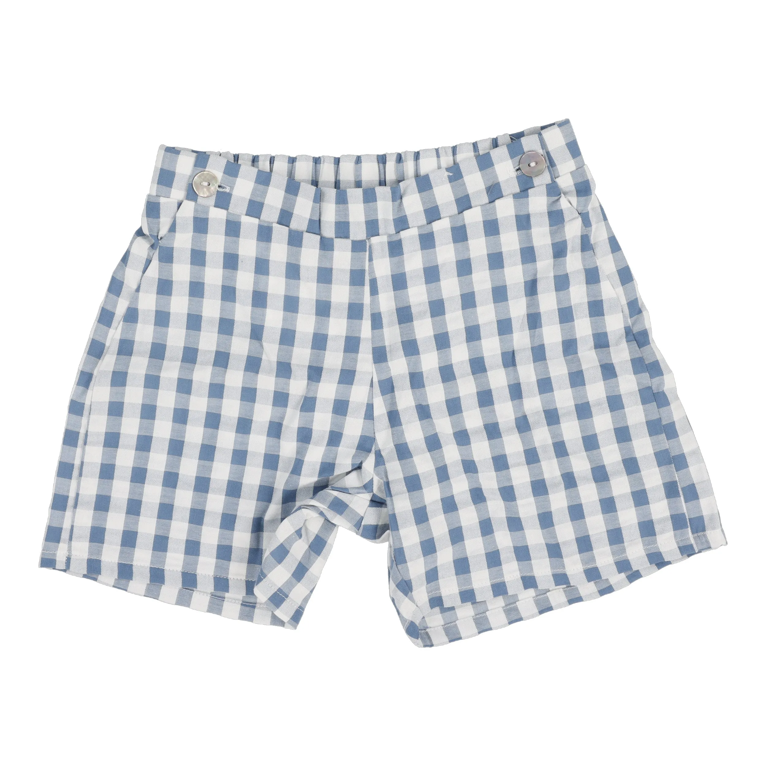 Analogie Gingham Pull On Shorts - Bright Blue