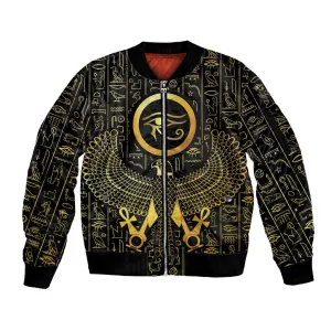 Ancient Egyptian Sleeve Zip Bomber Jacket Horus Falcon God LT15