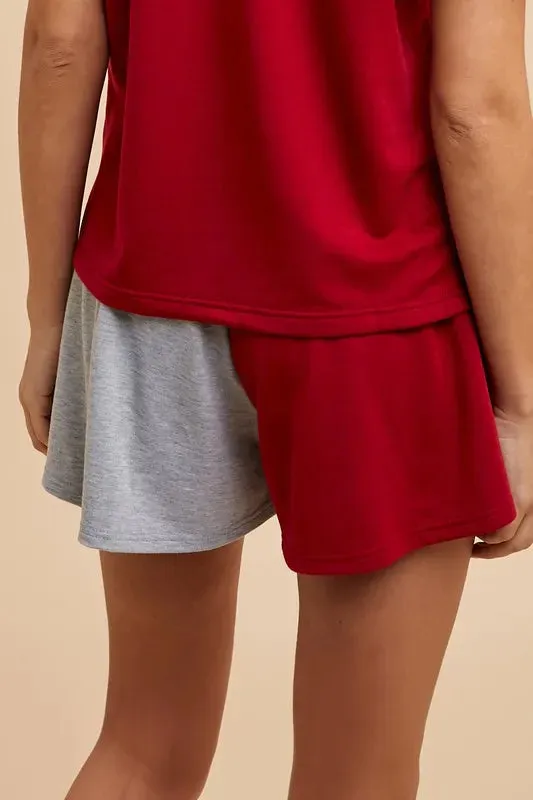 Annie Wear Color Block French Terry Flare Shorts