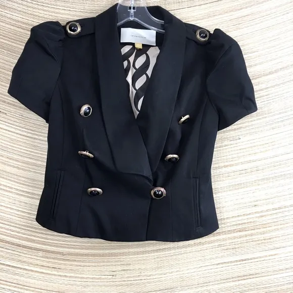 Anthropologie Leifsdottir Black Cotton Military Style Cropped Jacket Size M