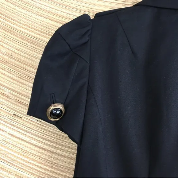 Anthropologie Leifsdottir Black Cotton Military Style Cropped Jacket Size M