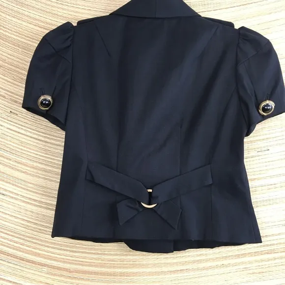 Anthropologie Leifsdottir Black Cotton Military Style Cropped Jacket Size M