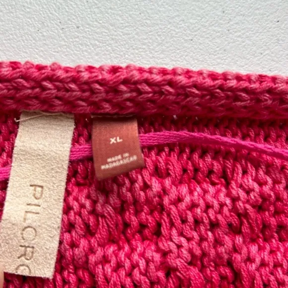 Anthropologie Pilcro cropped cable knit Fisherman dolman sweater Pink size XL