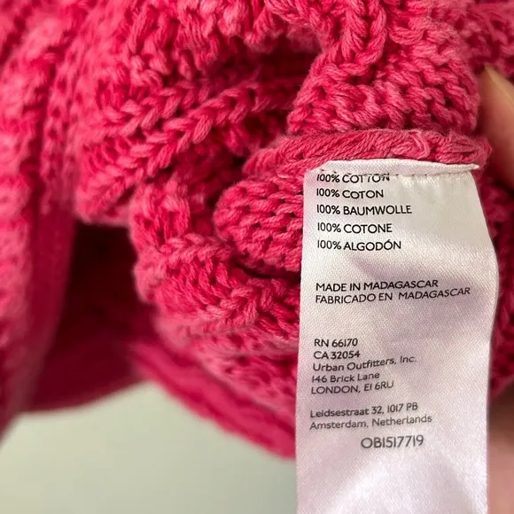Anthropologie Pilcro cropped cable knit Fisherman dolman sweater Pink size XL