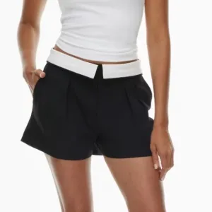 Aritzia Babaton Bureau Shorts mid-rise wool twill pleated shorts. 6