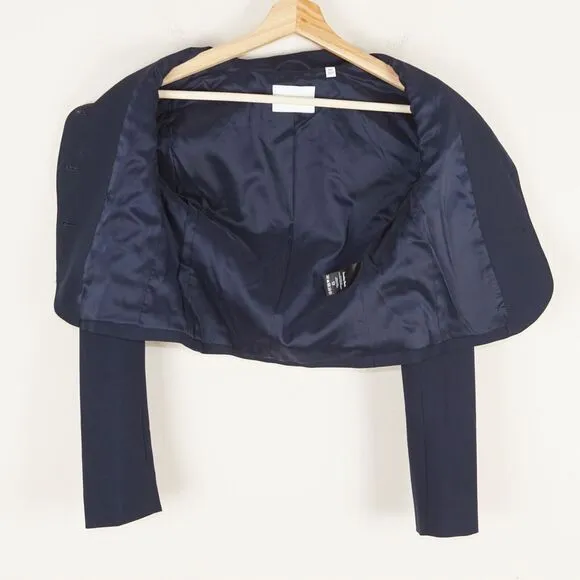 Aritzia Sunday Best Cropped Navy Blue Stella Blazer Womens Sz 00