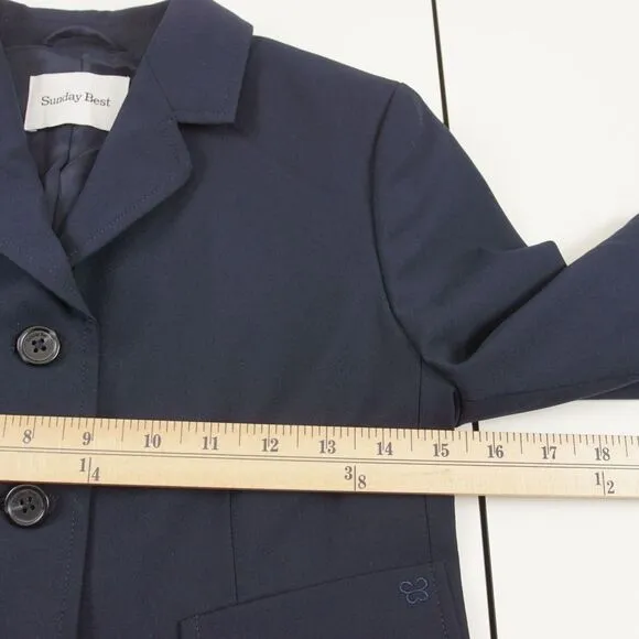 Aritzia Sunday Best Cropped Navy Blue Stella Blazer Womens Sz 00