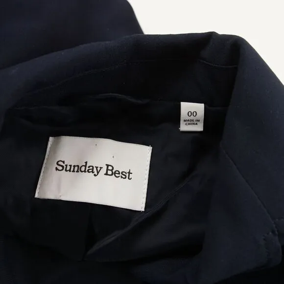 Aritzia Sunday Best Cropped Navy Blue Stella Blazer Womens Sz 00