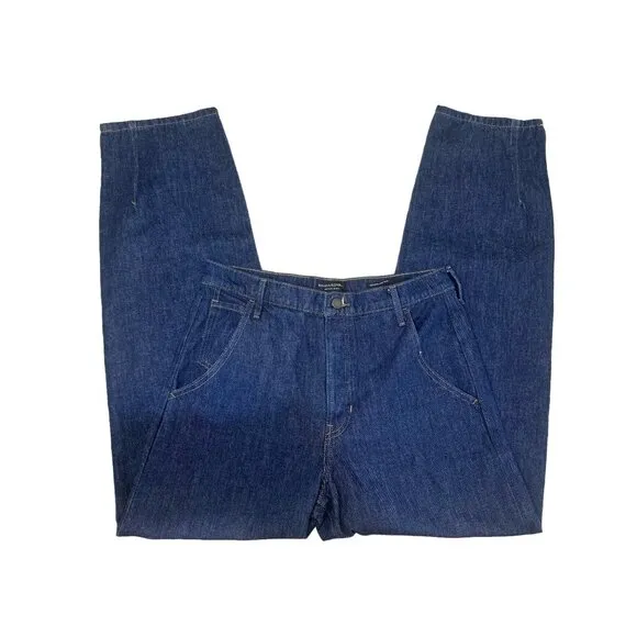 Banana Republic Button Fly Jeans Womens 27 Blue Barrel High Rise Relaxed Taper