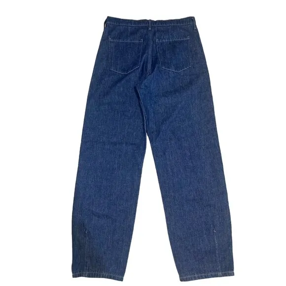 Banana Republic Button Fly Jeans Womens 27 Blue Barrel High Rise Relaxed Taper