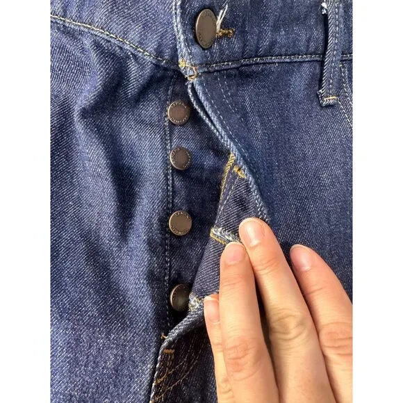Banana Republic Button Fly Jeans Womens 27 Blue Barrel High Rise Relaxed Taper