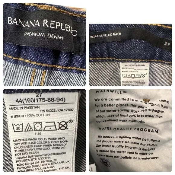 Banana Republic Button Fly Jeans Womens 27 Blue Barrel High Rise Relaxed Taper