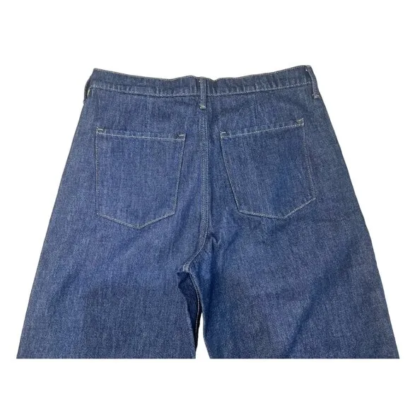 Banana Republic Button Fly Jeans Womens 27 Blue Barrel High Rise Relaxed Taper