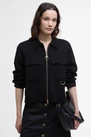Barbour Alma Knitted Zip Through Cardigan - Black/Sand