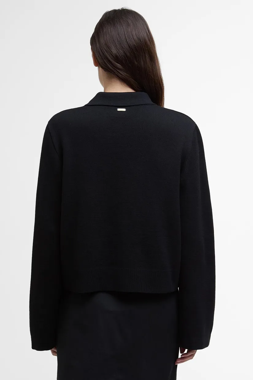 Barbour Alma Knitted Zip Through Cardigan - Black/Sand