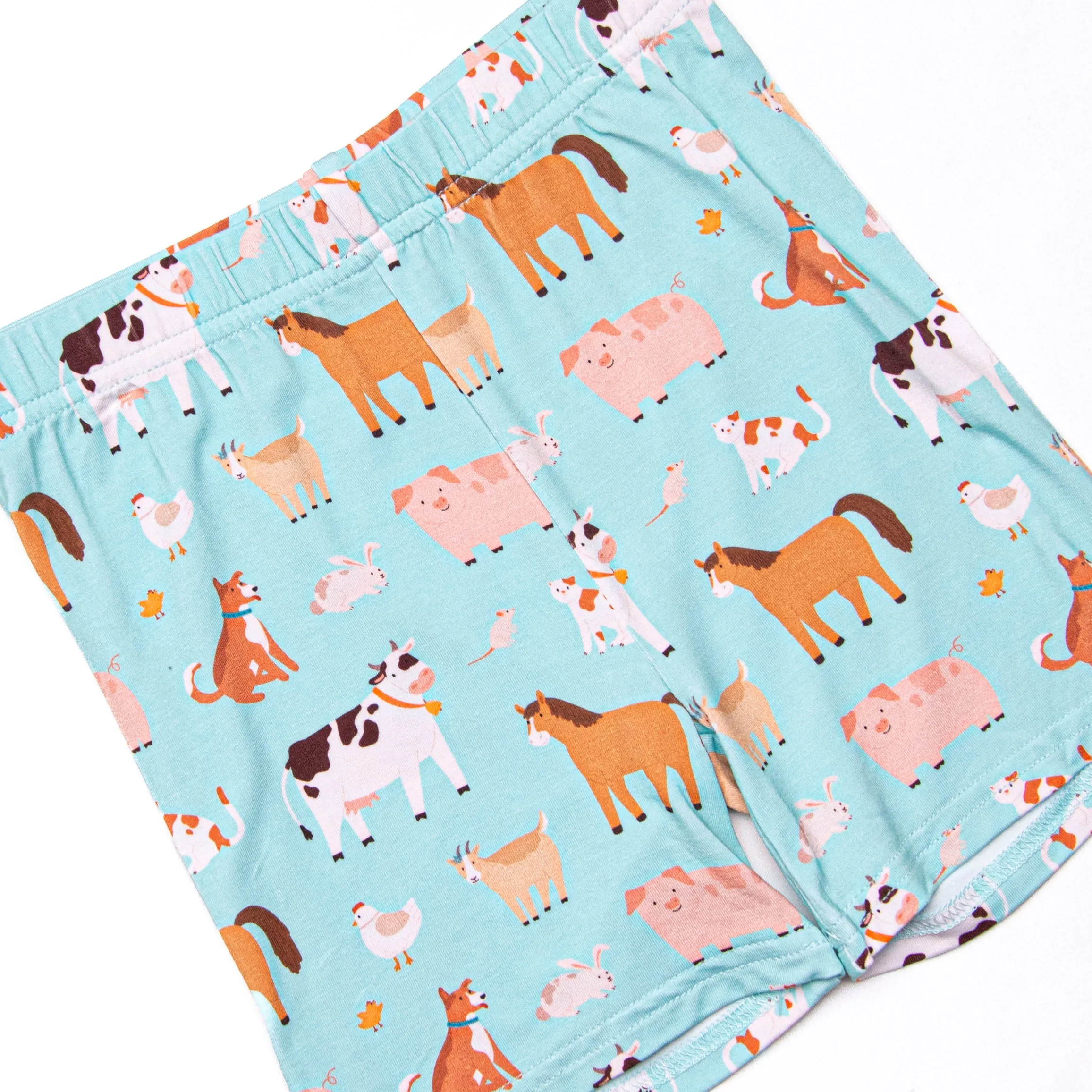 Barnyard Bedtime Bamboo Pajama Short Set, Green