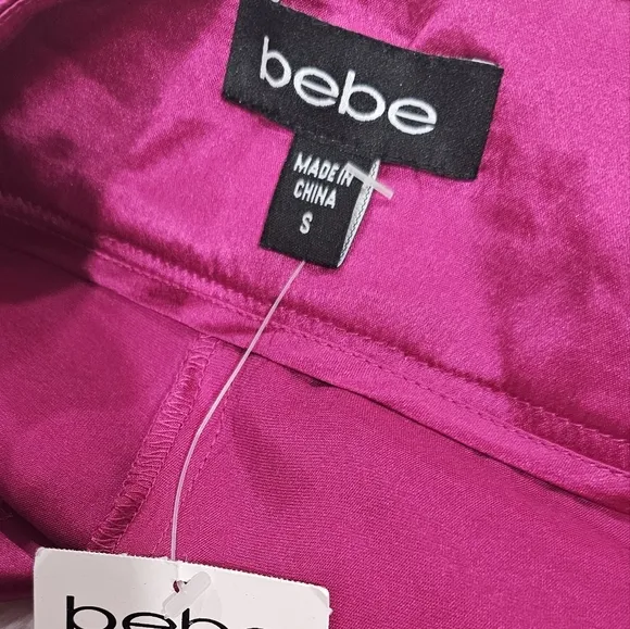 Bebe embroidered halter tie top and satin shorts set