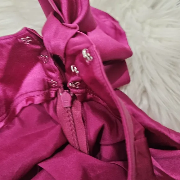 Bebe embroidered halter tie top and satin shorts set