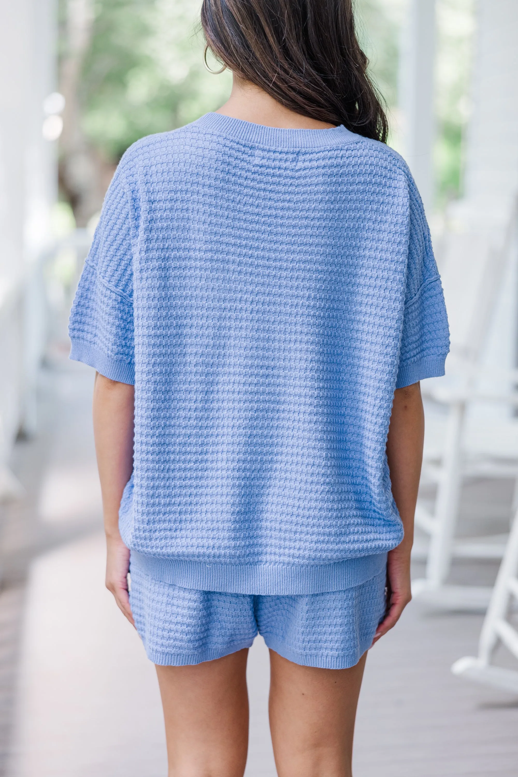 Believe Me Periwinkle Blue Textured Top