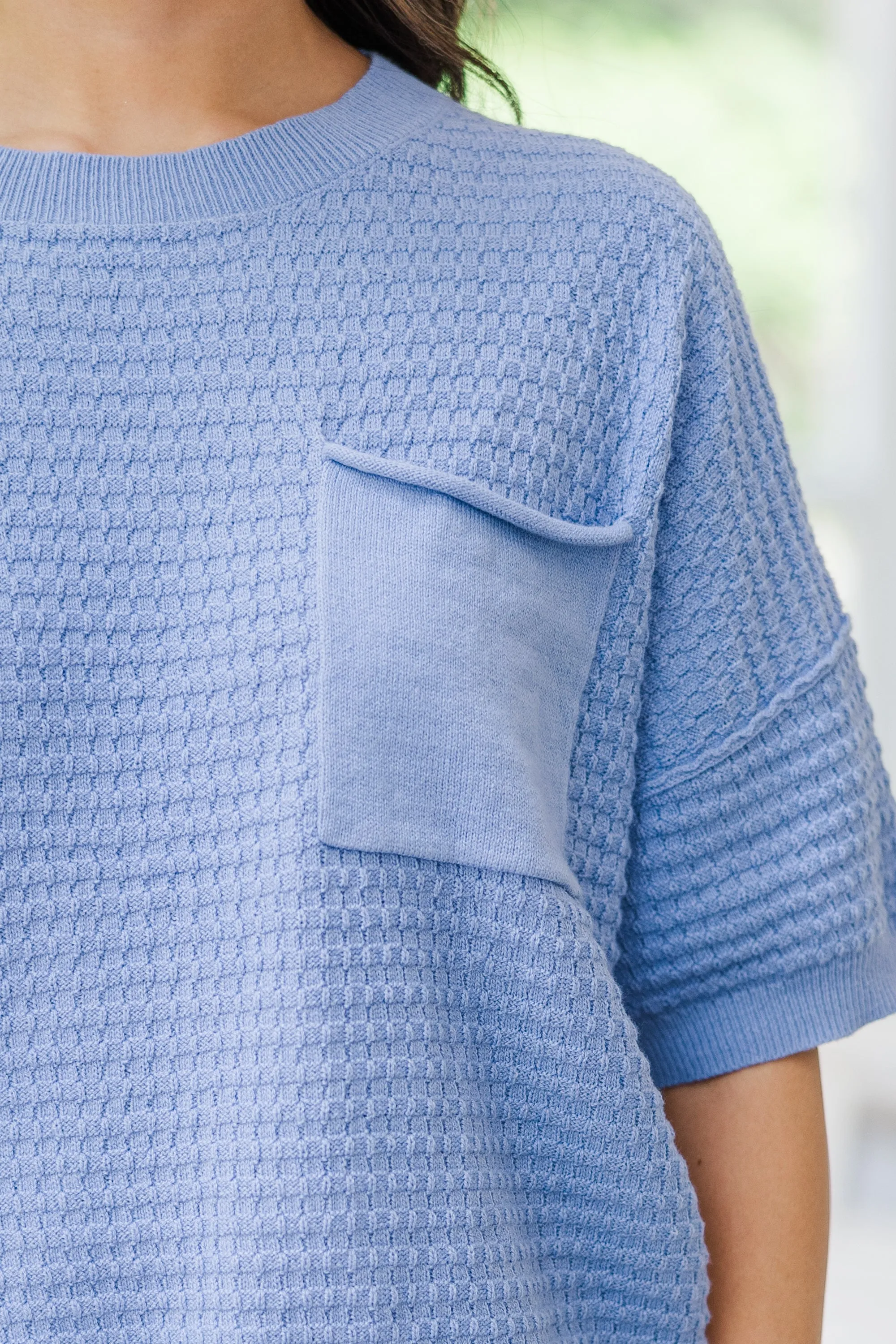 Believe Me Periwinkle Blue Textured Top