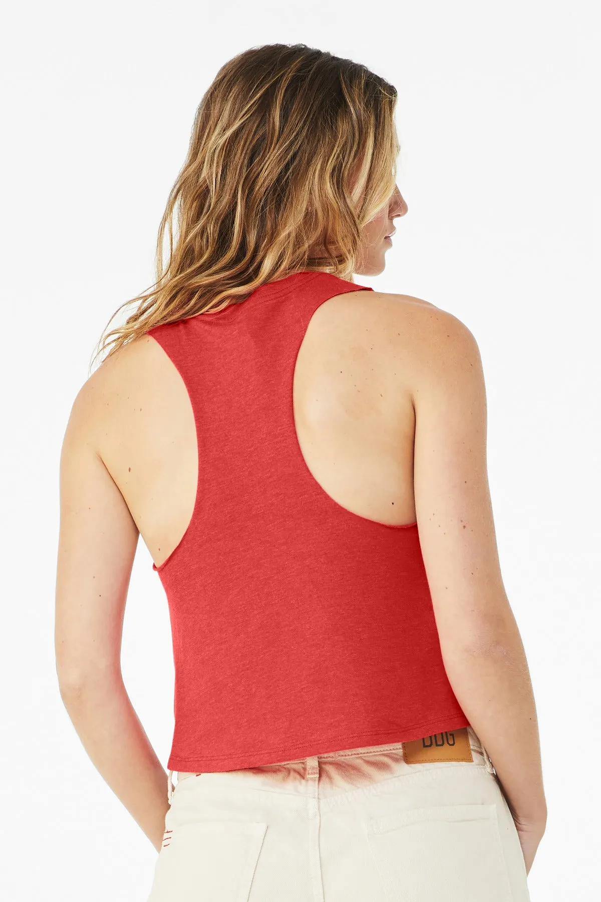 BELLA CANVAS  Women's Racerback Cropped Tank. BC6682 Heather Red