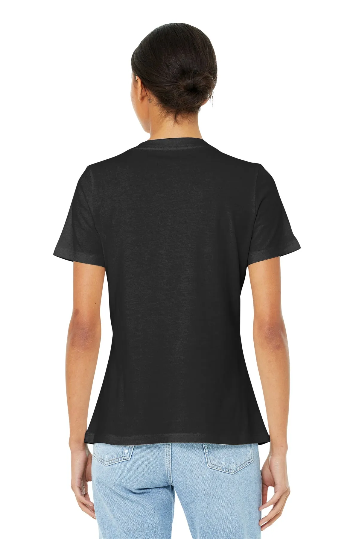 BELLA CANVAS  Women's Relaxed Jersey Short Sleeve V-Neck Tee. BC6405 Black