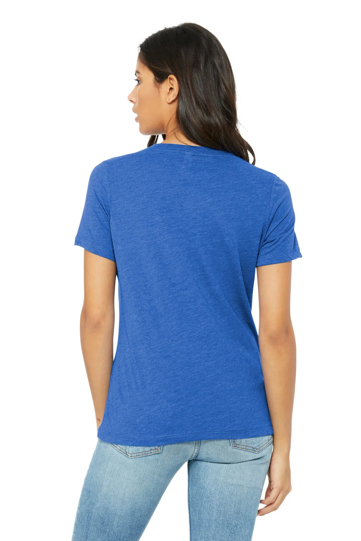BELLA CANVAS Women's Relaxed Triblend V-Neck Tee BC6415 True Royal Triblend