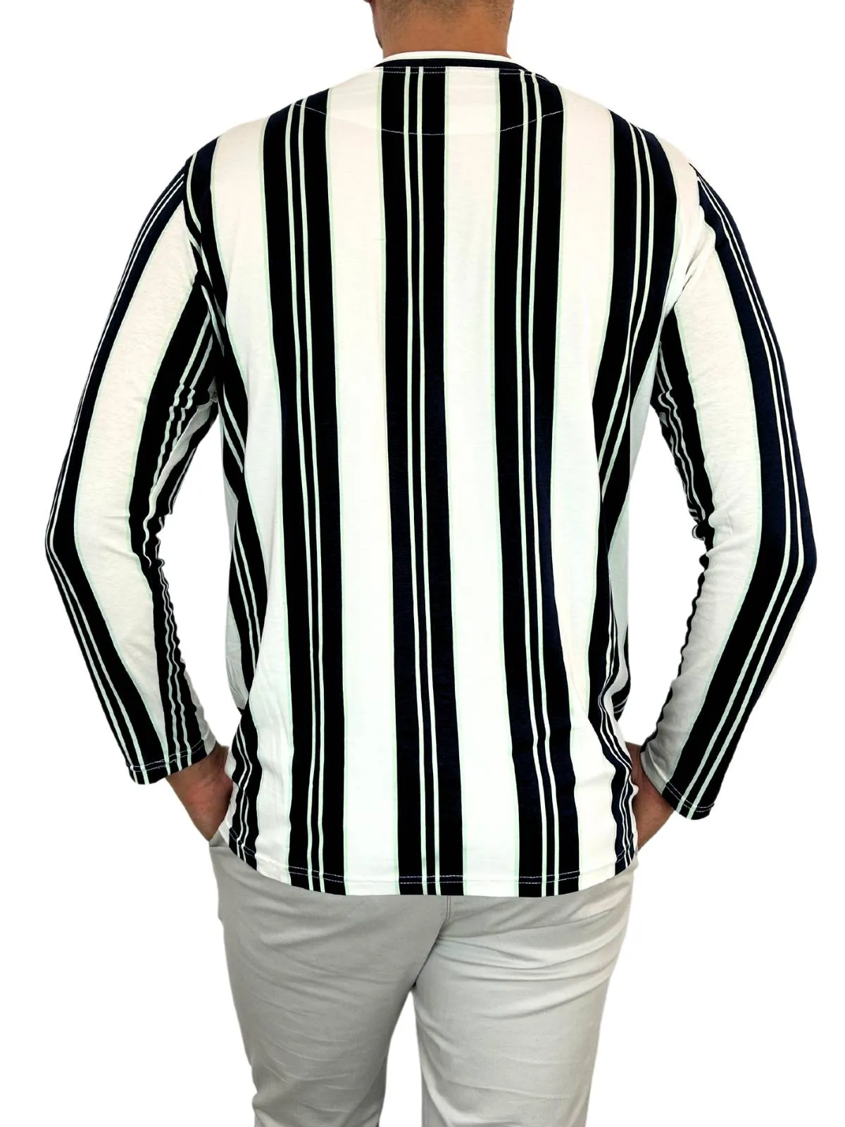 Bermuda Stripe Cotton L/S Tee - Navy/Green