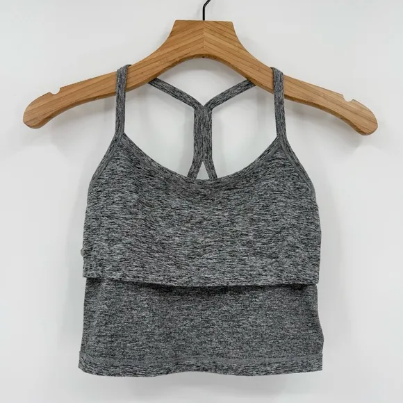 Beyond Yoga Spacedye Slim Racerback Cropped Tank in Black White Spacedye Size S