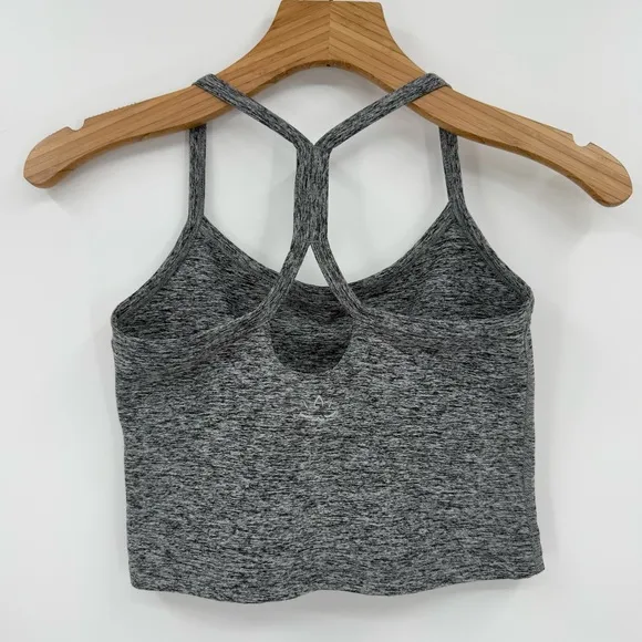 Beyond Yoga Spacedye Slim Racerback Cropped Tank in Black White Spacedye Size S