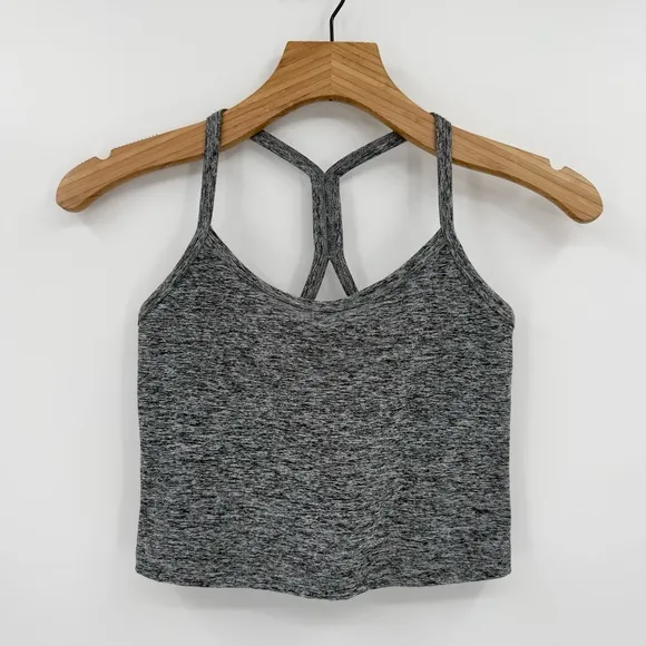 Beyond Yoga Spacedye Slim Racerback Cropped Tank in Black White Spacedye Size S