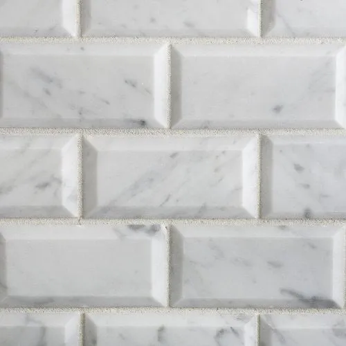 Bianco Carrara White Marble 2 X 4 Polished & Beveled Brick Mosaic Tile - Box of 5 sq. ft.