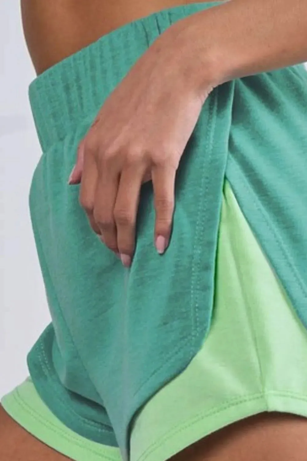 BiBi French Terry Knit Color Block with Sid Slit Shorts