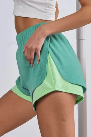 BiBi French Terry Knit Color Block with Sid Slit Shorts