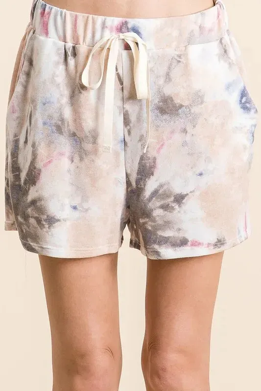 BiBi Tie Dye Terry Shorts with Drawstring