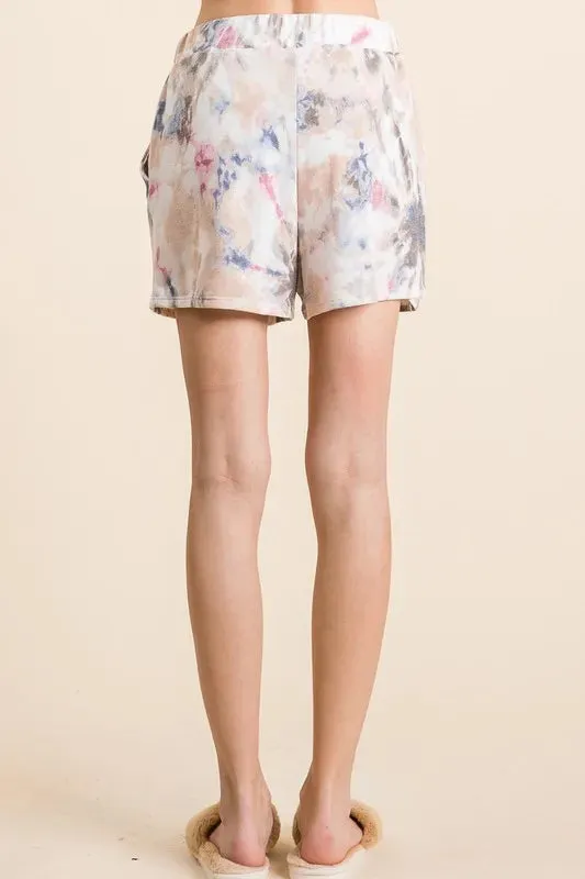 BiBi Tie Dye Terry Shorts with Drawstring