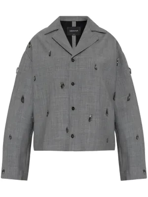 BISTRETCH WOOL CROPPED JACKET WITH ROCKS BEADING