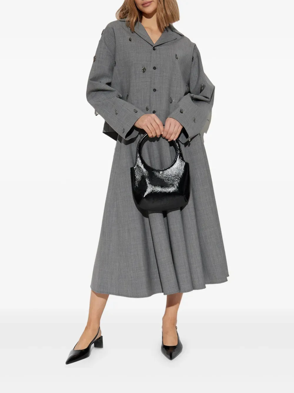 BISTRETCH WOOL CROPPED JACKET WITH ROCKS BEADING