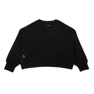 Black Cropped Crew Neck Jumper