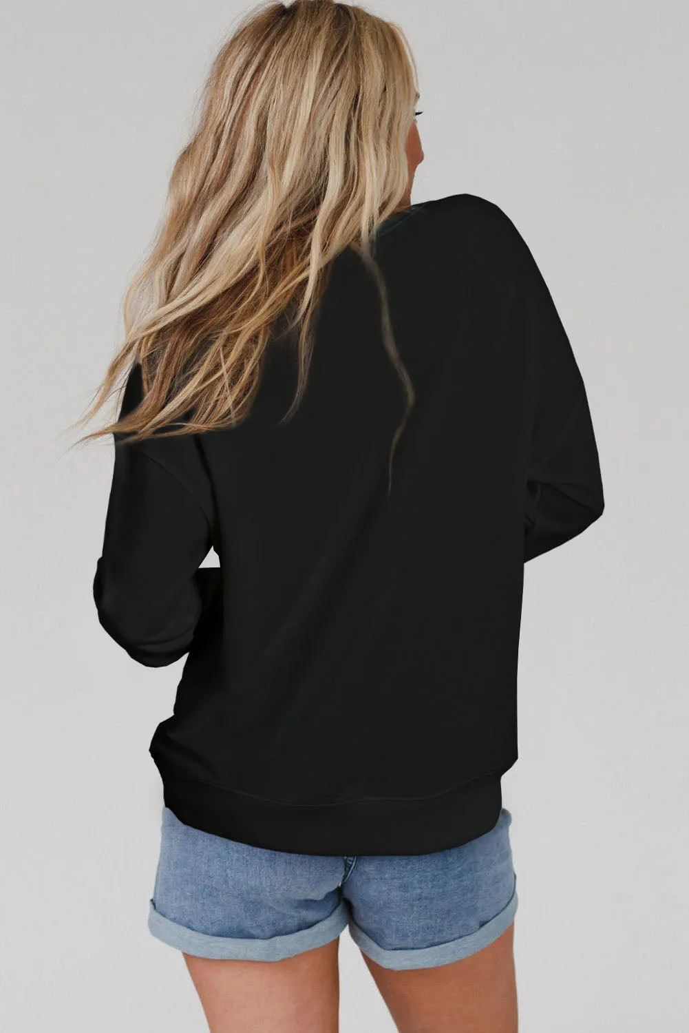 Black Gray COOL MOMS CLUB Drop Shoulder Sweatshirt