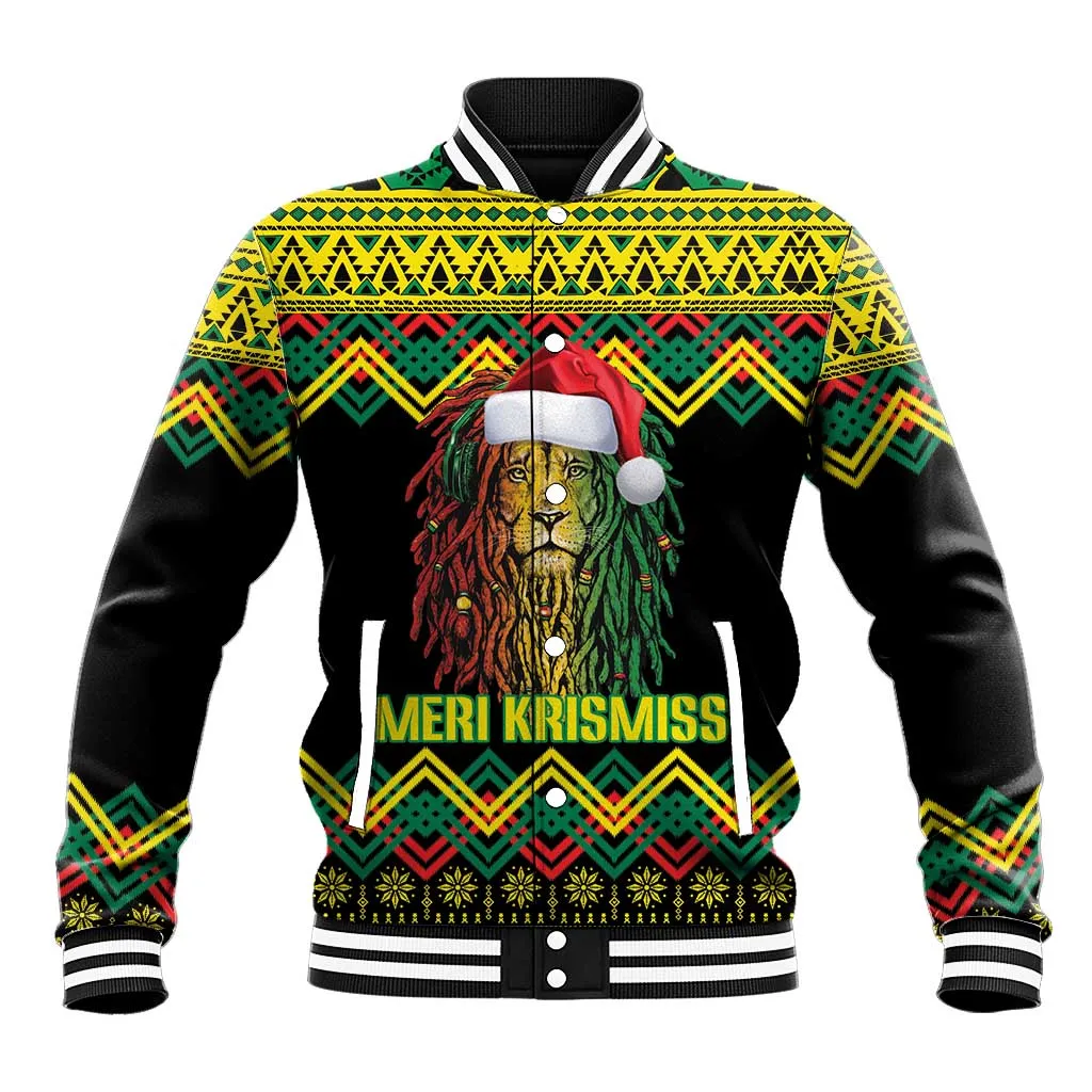 Black Jamaican Christmas Baseball Jacket Reggae Lion With Kente Pattern LT18