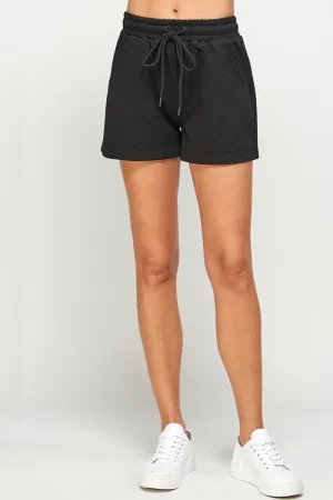 Black Textured Soft Shorts