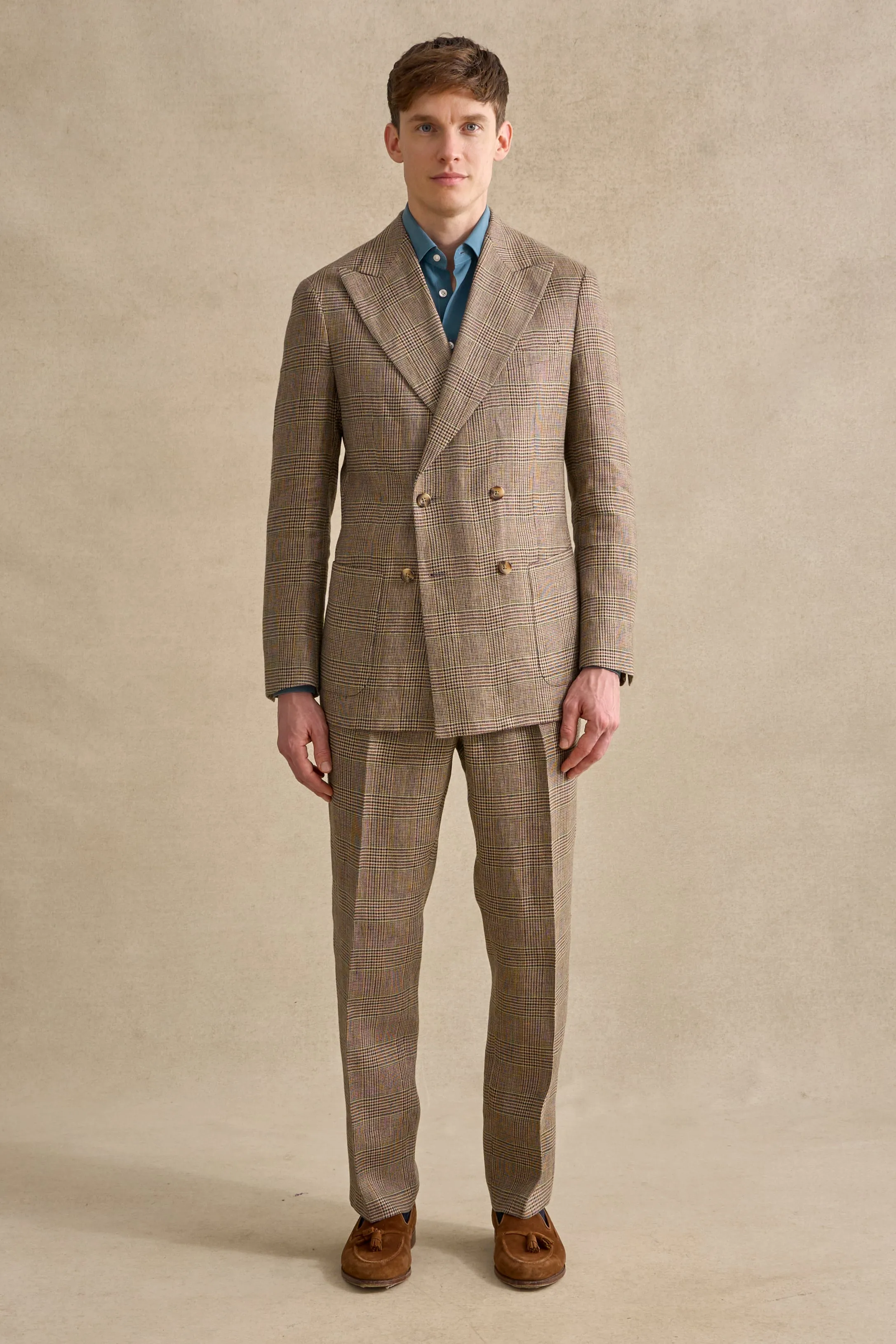 Blue & Brown Prince of Wales Double Breasted Jacket