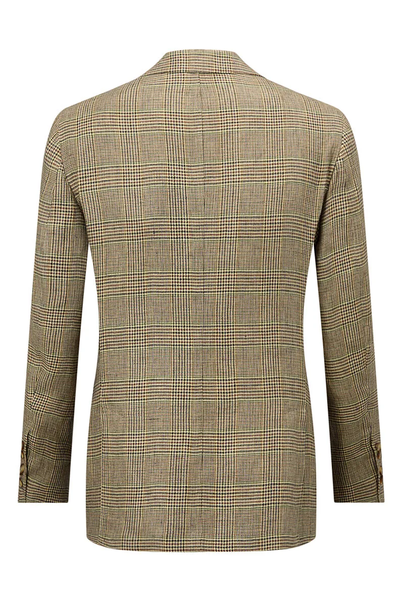 Blue & Brown Prince of Wales Double Breasted Jacket